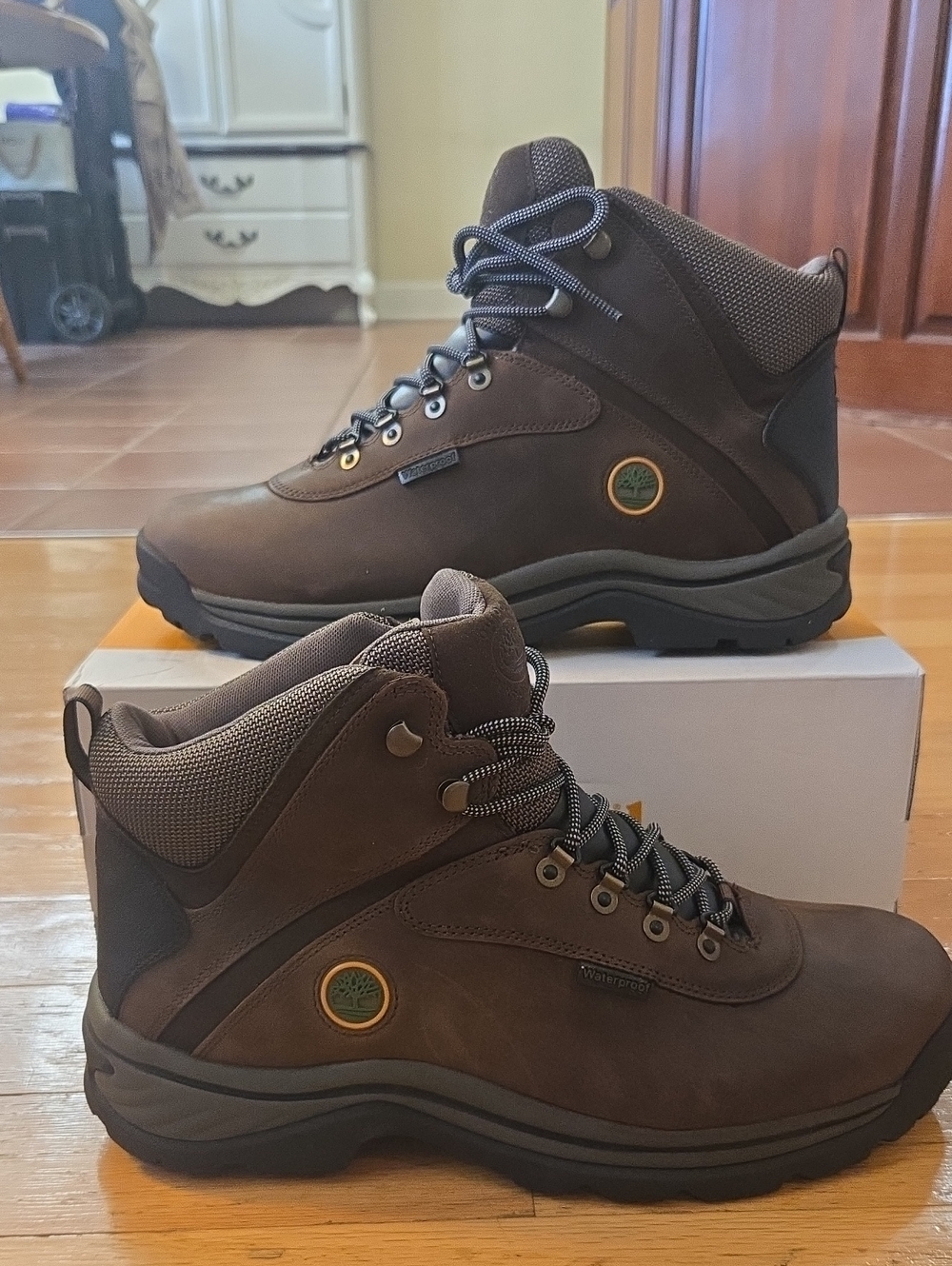 Timberland White Ledge Waterproof Mid Hiker Boots Men's 13 Brown Full Grain